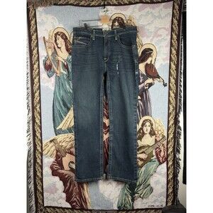 Ariat Jeans Mens 36x31 Blue Denim M2 Relaxed Boot Cut Western Cowboy Distressed